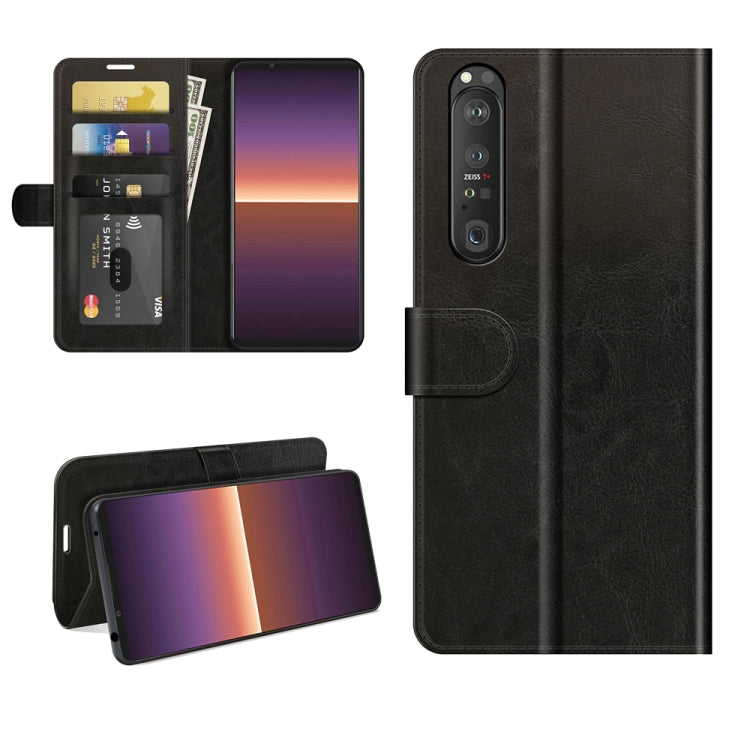 Black flip wallet protective phone case with card slots and holder for Xperia 1 III