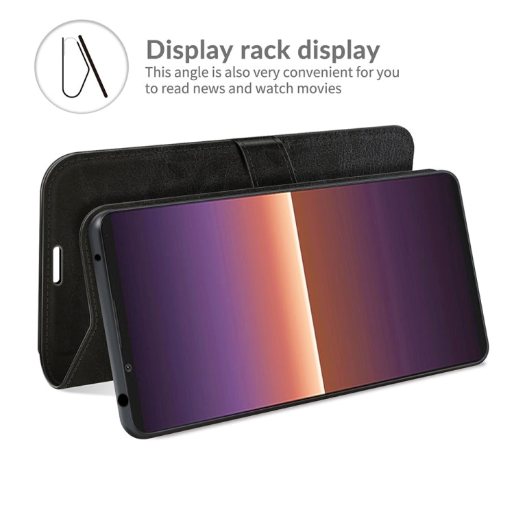 Black textured flip wallet phone case with viewing stand flap for Xperia 1 III