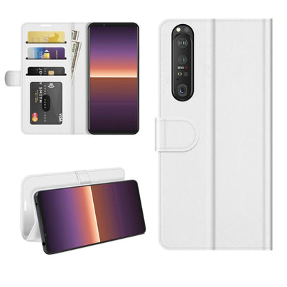 White flip wallet protective phone case with card slots and holder for Xperia 1 III