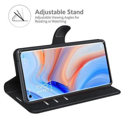 Black folio phone case with flip stand for watching, card slots inside