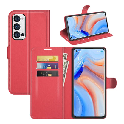 Red folio phone case with flip cover, card slots, and side hand strap