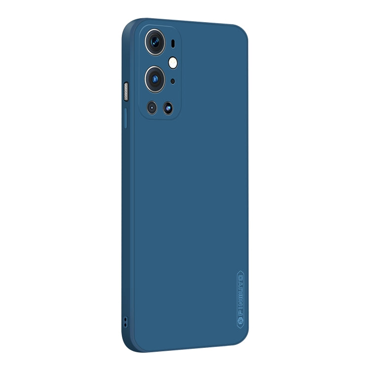 Blue silicone TPU phone case with camera openings and slim side edges