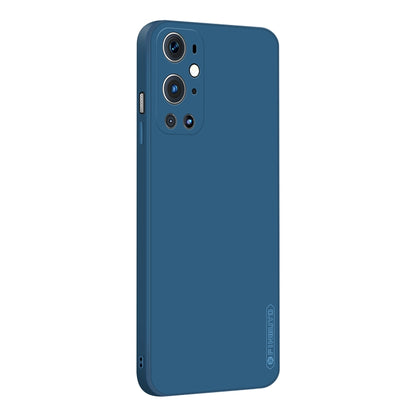 Blue silicone TPU phone case with camera openings and slim side edges