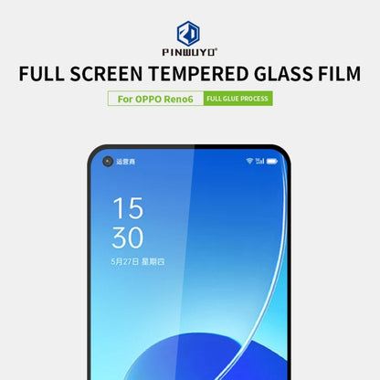 Tempered glass screen protector film for OPPO Reno6, full-screen, black