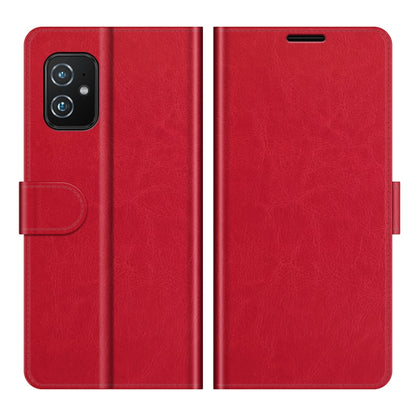 Red folio flip case for Asus Zenfone 8 with card pocket and camera cutout