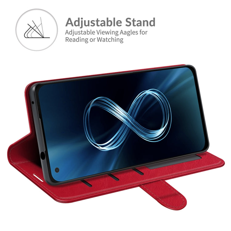 Red folio flip case with adjustable viewing stand for Asus Zenfone 8