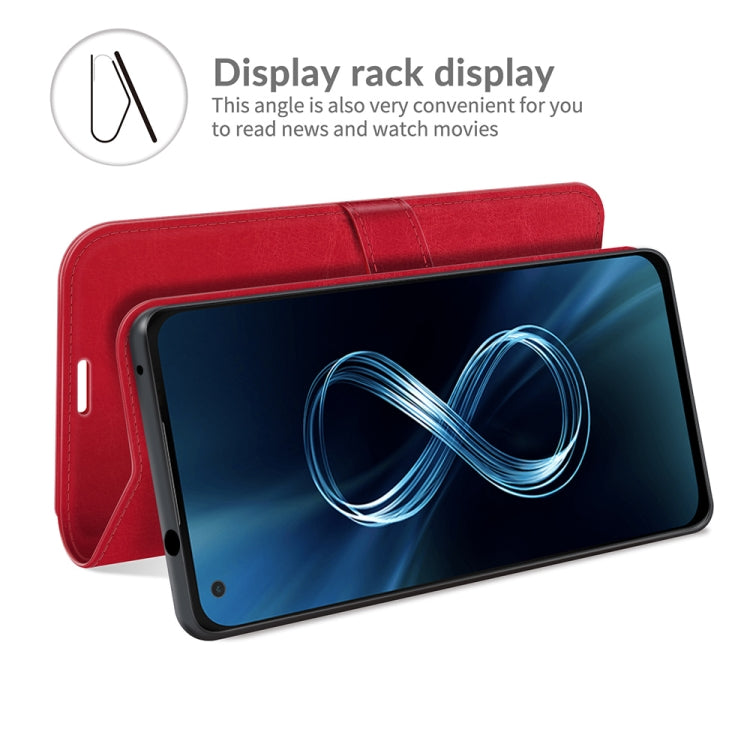 Red flip wallet case with stand support for Asus Zenfone 8