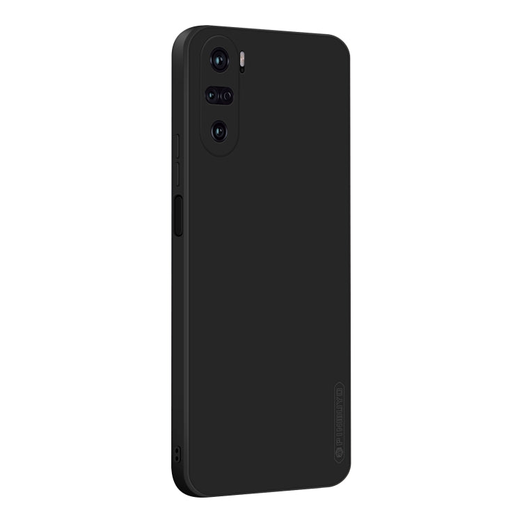 Black liquid silicone TPU shockproof phone case with camera cutouts and raised edges