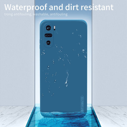 Blue liquid silicone TPU phone case with water droplets for waterproof protection