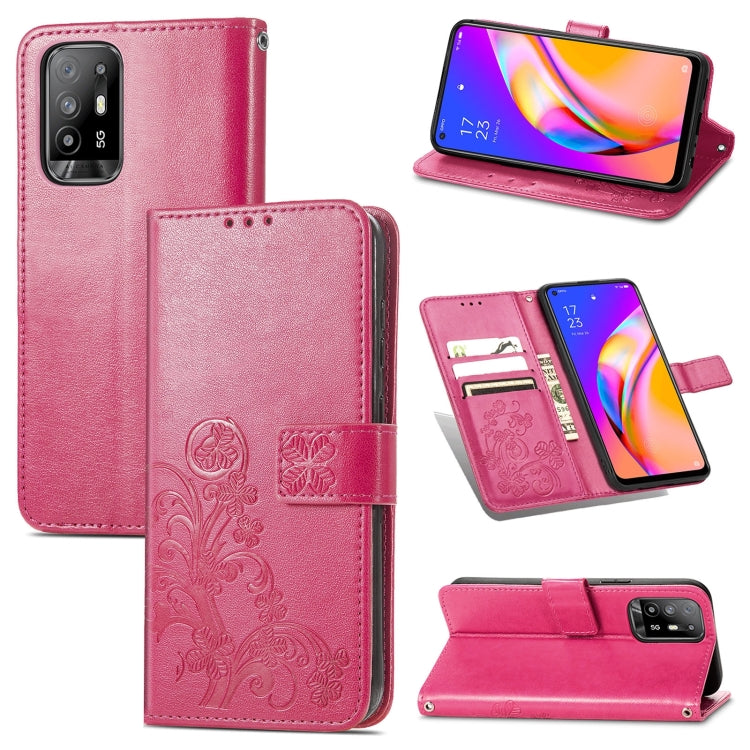 Four-leaf Clasp Embossed Buckle Mobile Phone Protection Leather Case with Lanyard & Card Slot & Wallet & Bracket Function, For OPPO A94 5G / F19 Pro+ 5G / Reno5 Z, For Motorola Moto G Power 2021, For OPPO A54 5G, For OPPO Realme C21                    ...