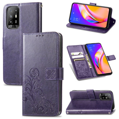 Four-leaf Clasp Embossed Buckle Mobile Phone Protection Leather Case with Lanyard & Card Slot & Wallet & Bracket Function, For OPPO A94 5G / F19 Pro+ 5G / Reno5 Z, For Motorola Moto G Power 2021, For OPPO A54 5G, For OPPO Realme C21                    ...