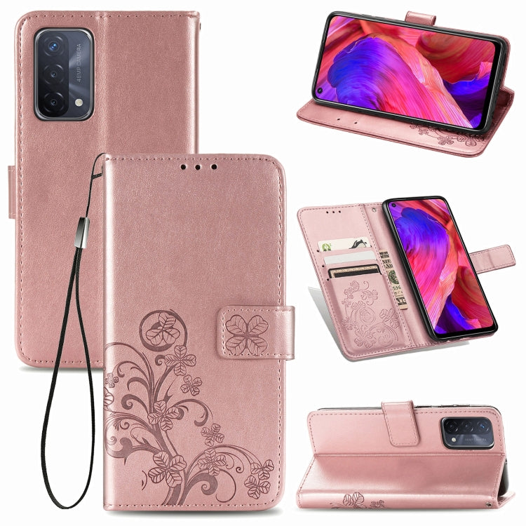 Four-leaf Clasp Embossed Buckle Mobile Phone Protection Leather Case with Lanyard & Card Slot & Wallet & Bracket Function, For OPPO A94 5G / F19 Pro+ 5G / Reno5 Z, For Motorola Moto G Power 2021, For OPPO A54 5G, For OPPO Realme C21                    ...