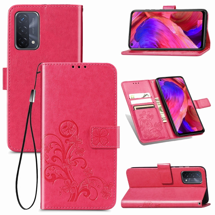 Four-leaf Clasp Embossed Buckle Mobile Phone Protection Leather Case with Lanyard & Card Slot & Wallet & Bracket Function, For OPPO A94 5G / F19 Pro+ 5G / Reno5 Z, For Motorola Moto G Power 2021, For OPPO A54 5G, For OPPO Realme C21                    ...