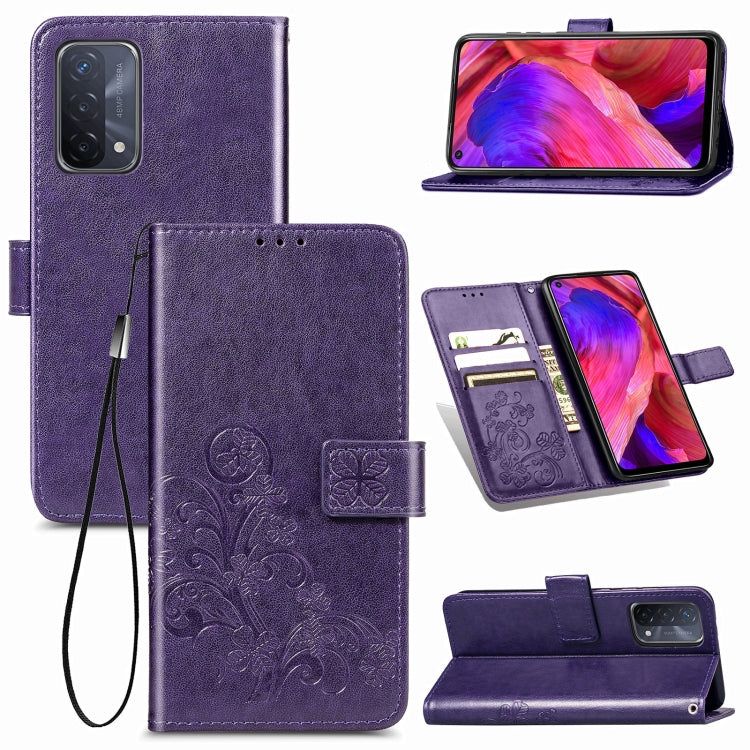 Four-leaf Clasp Embossed Buckle Mobile Phone Protection Leather Case with Lanyard & Card Slot & Wallet & Bracket Function, For OPPO A94 5G / F19 Pro+ 5G / Reno5 Z, For Motorola Moto G Power 2021, For OPPO A54 5G, For OPPO Realme C21                    ...