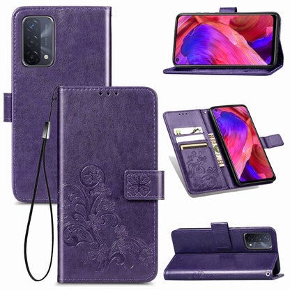 Four-leaf Clasp Embossed Buckle Mobile Phone Protection Leather Case with Lanyard & Card Slot & Wallet & Bracket Function, For OPPO A94 5G / F19 Pro+ 5G / Reno5 Z, For Motorola Moto G Power 2021, For OPPO A54 5G, For OPPO Realme C21                    ...