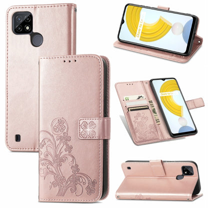 Four-leaf Clasp Embossed Buckle Mobile Phone Protection Leather Case with Lanyard & Card Slot & Wallet & Bracket Function, For OPPO A94 5G / F19 Pro+ 5G / Reno5 Z, For Motorola Moto G Power 2021, For OPPO A54 5G, For OPPO Realme C21                    ...