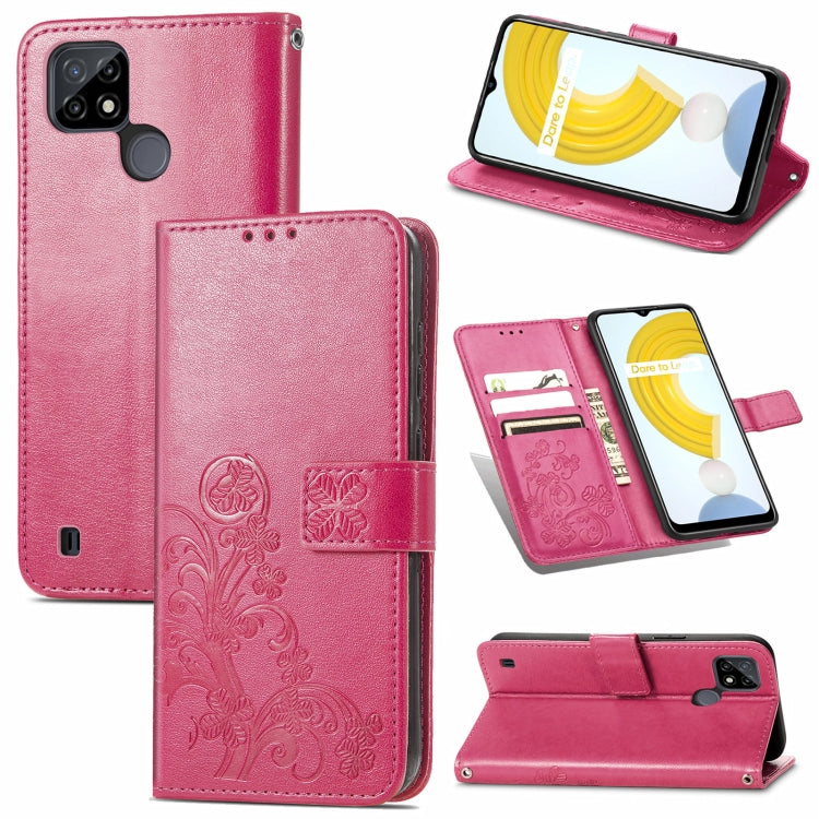 Four-leaf Clasp Embossed Buckle Mobile Phone Protection Leather Case with Lanyard & Card Slot & Wallet & Bracket Function, For OPPO A94 5G / F19 Pro+ 5G / Reno5 Z, For Motorola Moto G Power 2021, For OPPO A54 5G, For OPPO Realme C21                    ...
