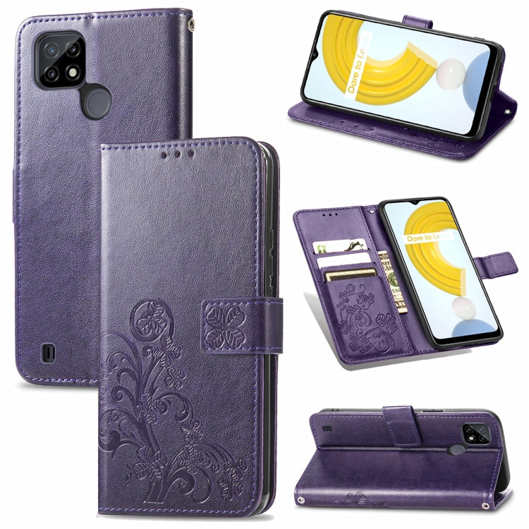 Four-leaf Clasp Embossed Buckle Mobile Phone Protection Leather Case with Lanyard & Card Slot & Wallet & Bracket Function, For OPPO A94 5G / F19 Pro+ 5G / Reno5 Z, For Motorola Moto G Power 2021, For OPPO A54 5G, For OPPO Realme C21                    ...