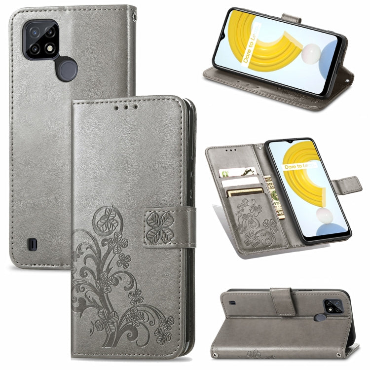 Four-leaf Clasp Embossed Buckle Mobile Phone Protection Leather Case with Lanyard & Card Slot & Wallet & Bracket Function, For OPPO A94 5G / F19 Pro+ 5G / Reno5 Z, For Motorola Moto G Power 2021, For OPPO A54 5G, For OPPO Realme C21                    ...
