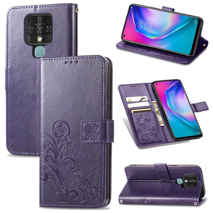 Four-leaf Clasp Embossed Buckle Mobile Phone Protection Leather Case with Lanyard & Card Slot & Wallet & Bracket Function, For OPPO A94 5G / F19 Pro+ 5G / Reno5 Z, For Motorola Moto G Power 2021, For OPPO A54 5G, For OPPO Realme C21                    ...