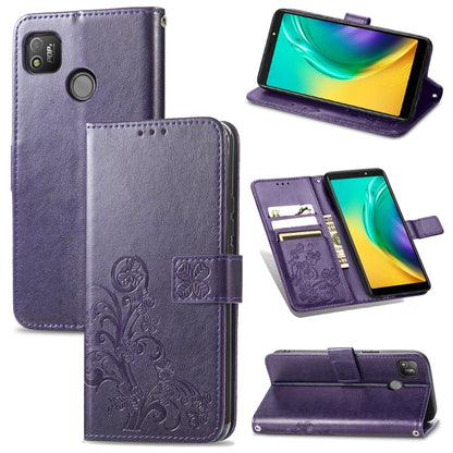 Four-leaf Clasp Embossed Buckle Mobile Phone Protection Leather Case with Lanyard & Card Slot & Wallet & Bracket Function, For OPPO A94 5G / F19 Pro+ 5G / Reno5 Z, For Motorola Moto G Power 2021, For OPPO A54 5G, For OPPO Realme C21                    ...