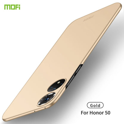 MOFI frosted ultra-thin hard case for Honor 50, gold phone cover