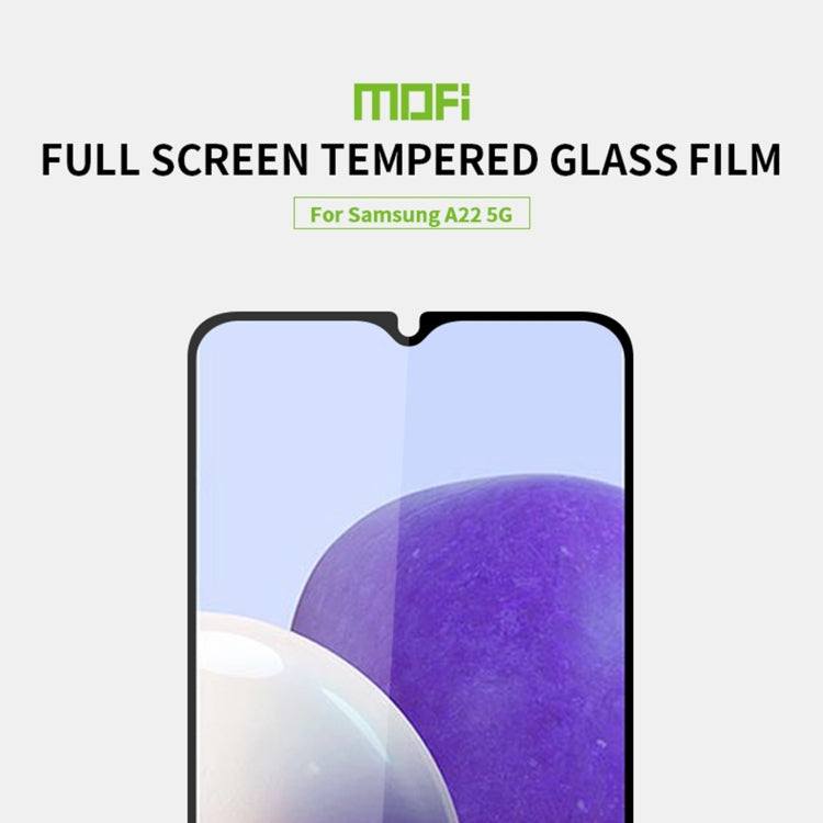 MOFI full screen tempered glass film, black, for Samsung A22 5G, top cutout