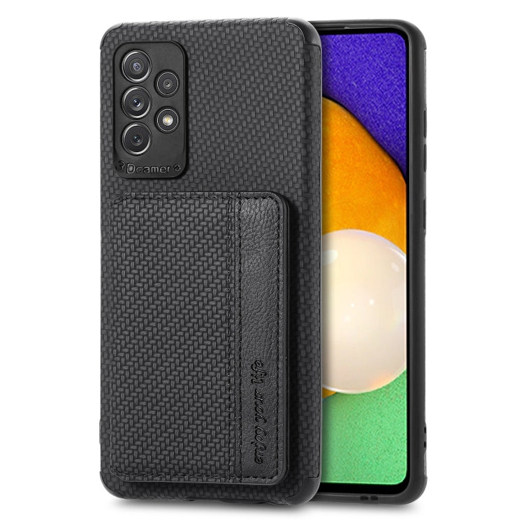 Carbon Fiber Magnetic Card Bag TPU+PU Shockproof Back Cover Case with Holder & Card Slot & Photo Frame, For Samsung Galaxy A72 5G / 4G, For Samsung Galaxy A52 5G / 4G, For Xiaomi Redmi Note 9 5G