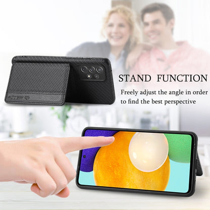 Carbon Fiber Magnetic Card Bag TPU+PU Shockproof Back Cover Case with Holder & Card Slot & Photo Frame, For Samsung Galaxy A72 5G / 4G, For Samsung Galaxy A52 5G / 4G, For Xiaomi Redmi Note 9 5G