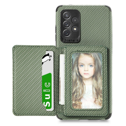 Carbon Fiber Magnetic Card Bag TPU+PU Shockproof Back Cover Case with Holder & Card Slot & Photo Frame, For Samsung Galaxy A72 5G / 4G, For Samsung Galaxy A52 5G / 4G, For Xiaomi Redmi Note 9 5G