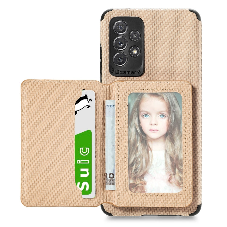 Carbon Fiber Magnetic Card Bag TPU+PU Shockproof Back Cover Case with Holder & Card Slot & Photo Frame, For Samsung Galaxy A72 5G / 4G, For Samsung Galaxy A52 5G / 4G, For Xiaomi Redmi Note 9 5G
