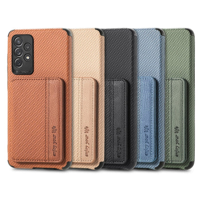 Carbon Fiber Magnetic Card Bag TPU+PU Shockproof Back Cover Case with Holder & Card Slot & Photo Frame, For Samsung Galaxy A72 5G / 4G, For Samsung Galaxy A52 5G / 4G, For Xiaomi Redmi Note 9 5G