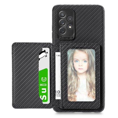 Carbon Fiber Magnetic Card Bag TPU+PU Shockproof Back Cover Case with Holder & Card Slot & Photo Frame, For Samsung Galaxy A72 5G / 4G, For Samsung Galaxy A52 5G / 4G, For Xiaomi Redmi Note 9 5G