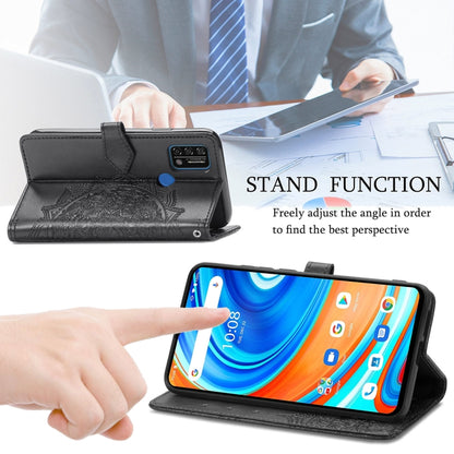 Black embossed mandala flip leather case with adjustable stand and card slots