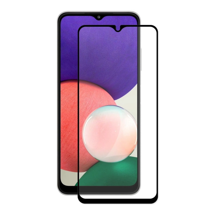 Tempered glass screen protector on smartphone with multicolor wallpaper