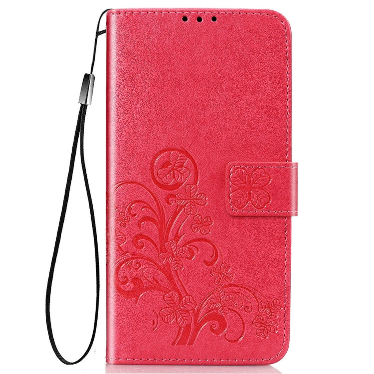 Magenta embossed leather folio phone case with lanyard strap and card slot