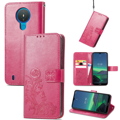 Hot pink leather wallet phone case, embossed floral, lanyard, card slots, stand