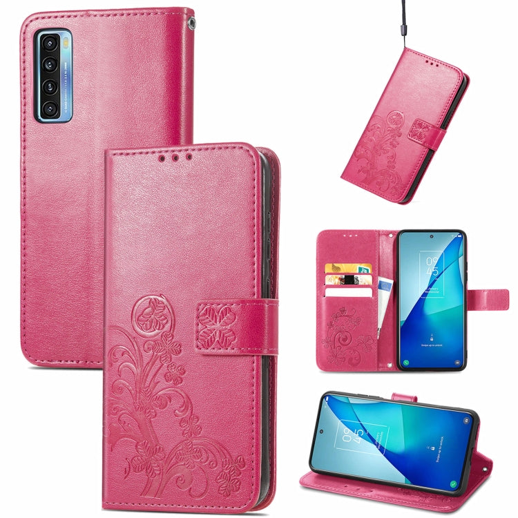 Pink leather wallet phone case, embossed floral, lanyard, card slots, stand