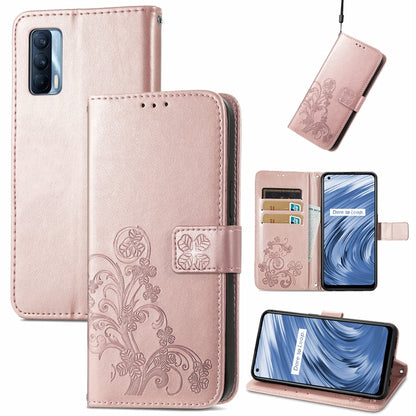 Rose beige embossed leather wallet phone case with lanyard, card slots, and flip stand