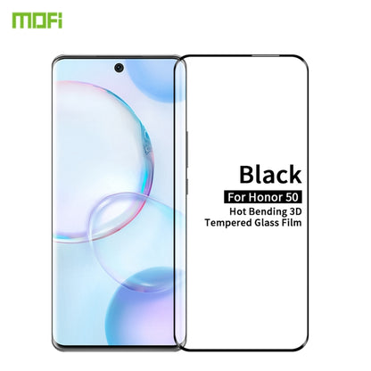 Tempered glass screen protector film, black, full coverage for Honor 50