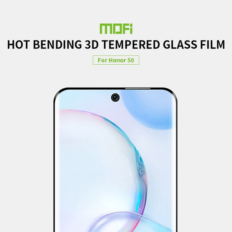 Tempered glass screen protector film with 3D hot-bending edge for Honor 50