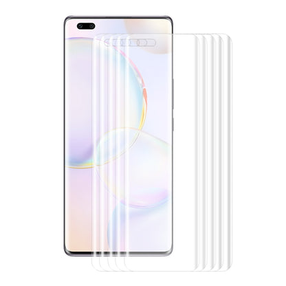 Curved clear PET screen protector film fitted over phone display