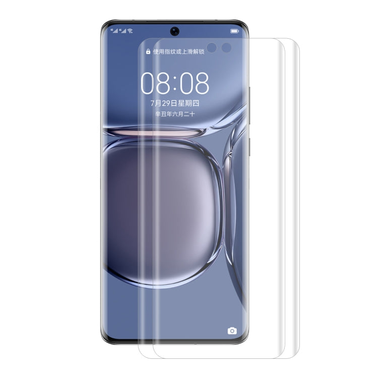Curved PET screen protector film set for smartphone, full coverage, transparent