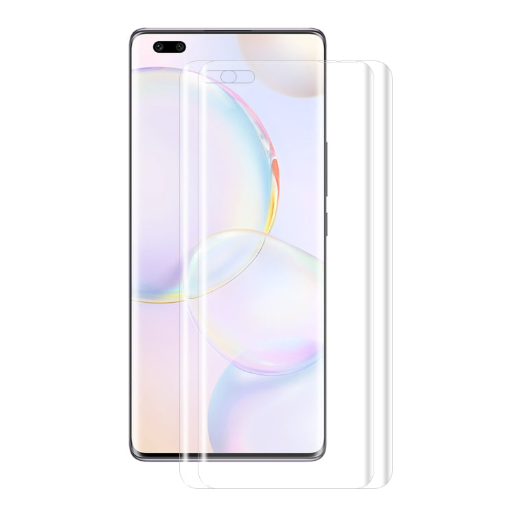 Curved PET screen protector film set for smartphone display, transparent