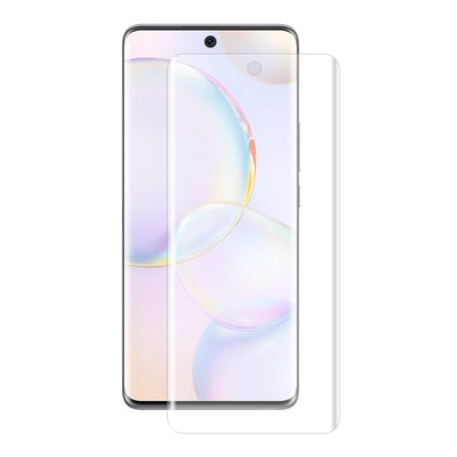 Transparent curved PET screen protector installed on smartphone screen