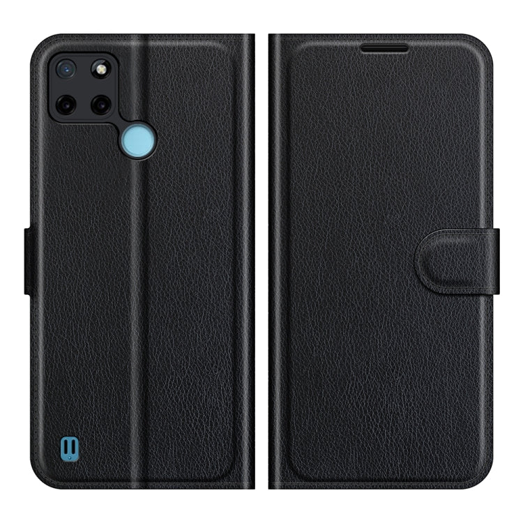 Black litchi-texture flip wallet case with card slot and magnetic closure