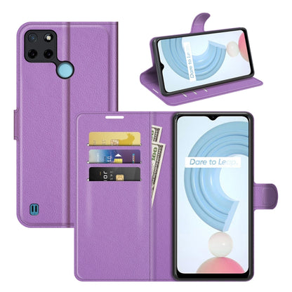 Purple flip wallet phone case with card slots and fold-out stand for OPPO Realme C21Y