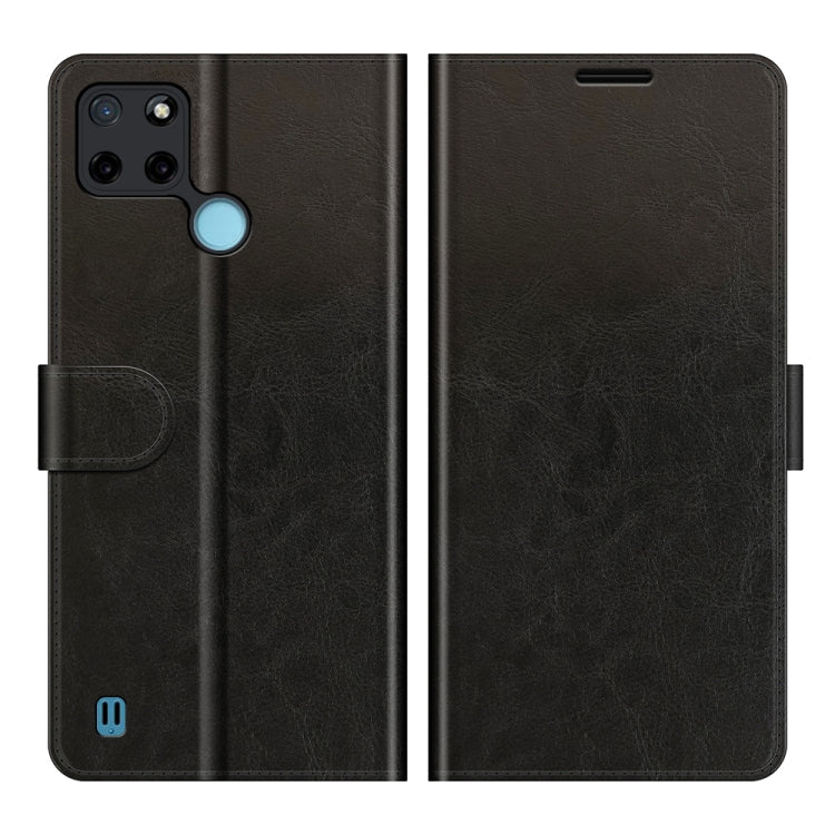 Black flip wallet phone case with card slot and protective back cover for OPPO Realme C21Y