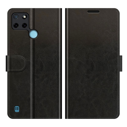 Black flip wallet phone case with card slot and protective back cover for OPPO Realme C21Y