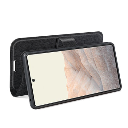 Black folio flip protective case for Pixel 6 Pro with integrated card-holder section